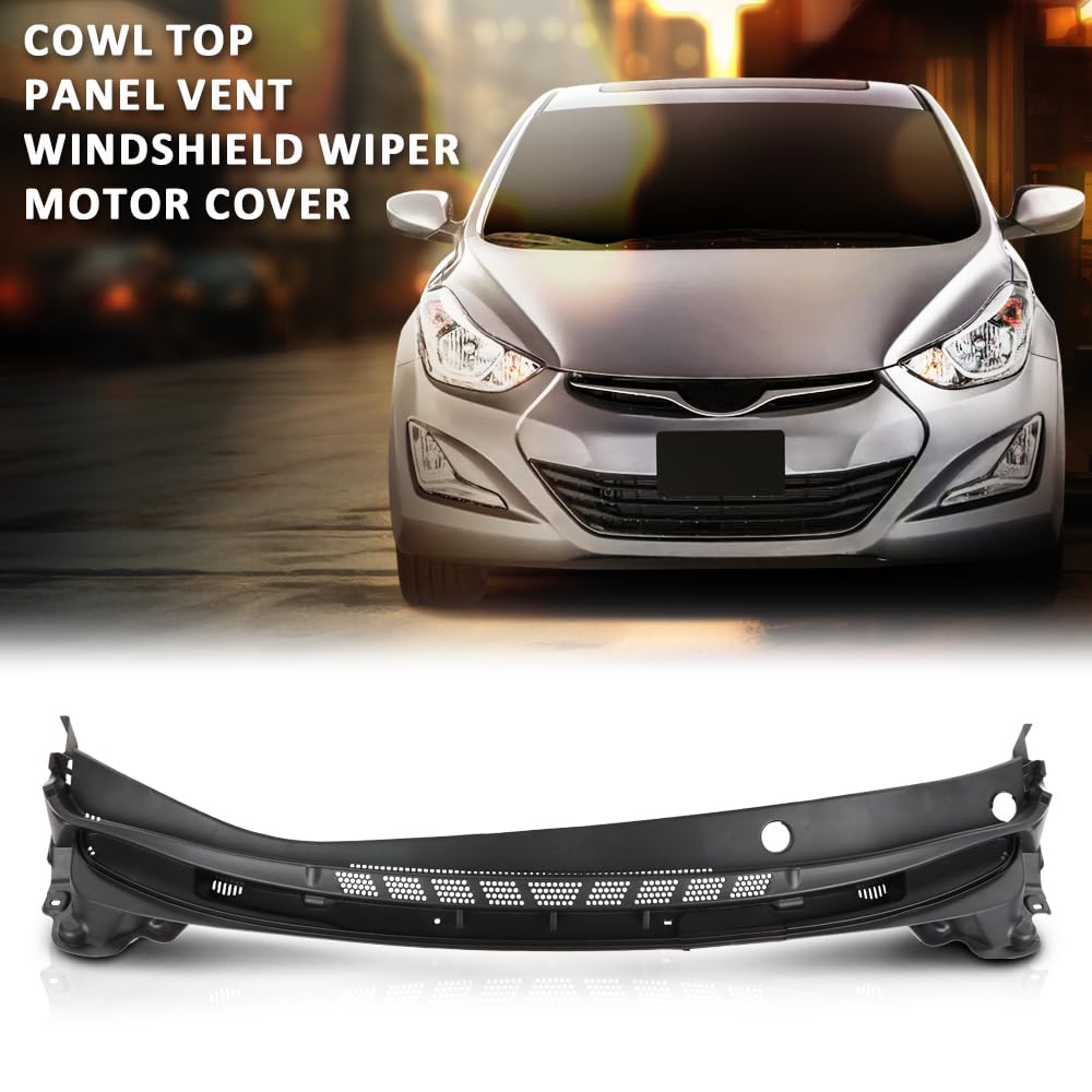 G-PLUS Cowl Top Panel Vent Windshield Wiper Motor Cover Compatible with Elantra 2014-2016 Black