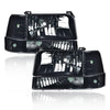 G-PLUS Headlights Fit Ford F150/250/350 Bronco/F-Super Duty 1992-1997 w/Corner Signal Driver Passenger Headlamps Smoky Lens Black Housing Clear Reflector,faros delanteros