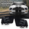 G-PLUS Headlights Assembly, Compatible with Ford Mustang 2005 2006 2007 2008 2009 Bumper Headlamps, Left & Right Smoky Lens Black Housing Amber Reflector