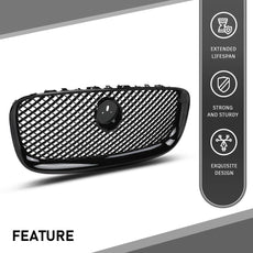 G-PLUS Front Center Upper Mesh Grille Compatible with Jaguar XF XFR 2012-2015 Black Close-up View