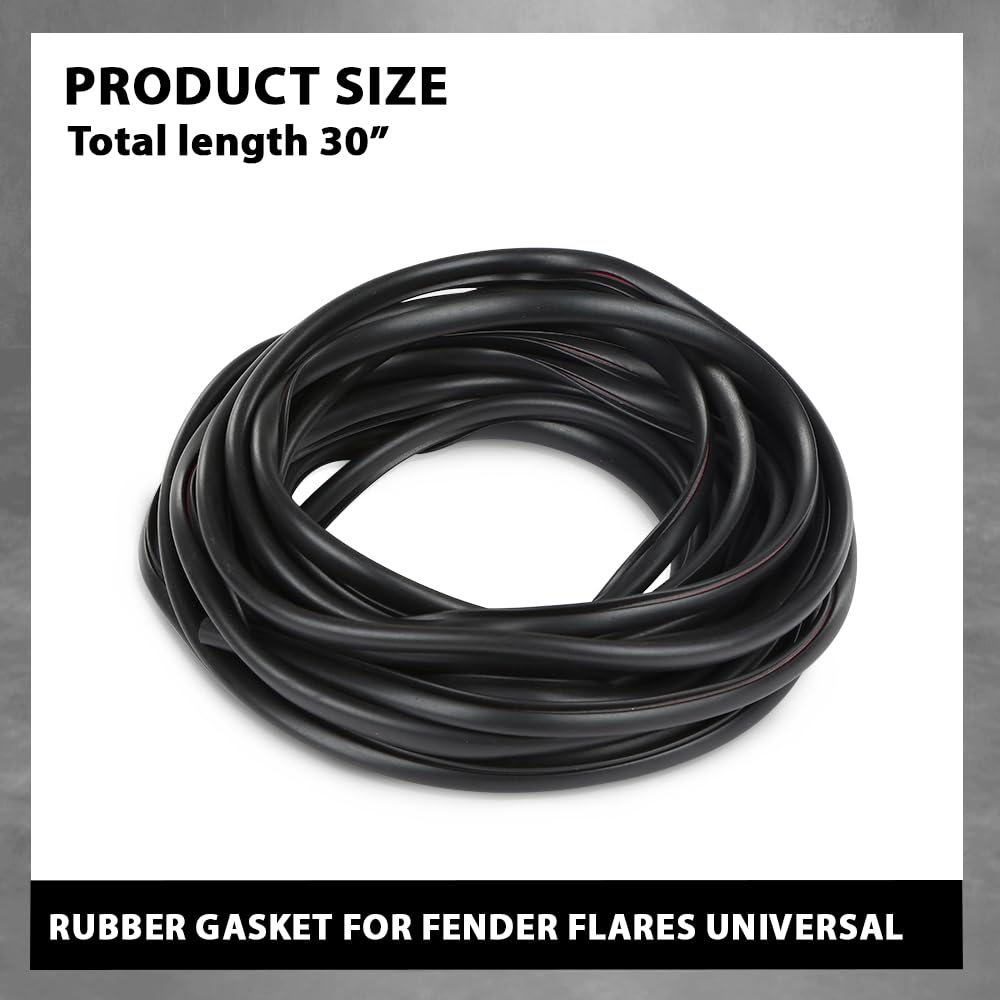 G-PLUS Fender Flare Rubber Seal 60 Feet（18.288m） Fender Flare Edge Trim, Fender Flare Gasket Universal Fit for Car and Truck Wheel Wells