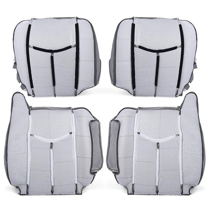 G-PLUS Pewter Gray Leather Seat Cover Compatible with Chevy Tahoe Suburban Silverado/GMC Yukon Sierra 2003 2004 2005 2006 Replacement Front Driver Passenger Top Bottom 4 PCS