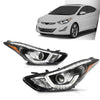 G-PLUS LED Projector DRL Headlights Left & Right Fit Hyundai Elantra 2014 2015 2016 Headlamps Assembly, Clear Lens Black Housing Amber Reflector, faros delanteros
