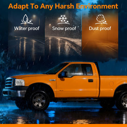 G-PLUS Headlights Assembly, Compatible with 2005 2006 2007 Ford F250 F350 Super Duty Bumper Headlamps,Smoky Lens Black Housing Clear Reflector,Left & Right faros delanteros