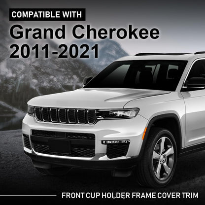 G-PLUS Chrome Cup Holder Trim Cover Frame Decorative Interior Accessories Compatible with Jeep Grand Cherokee 2011-2021