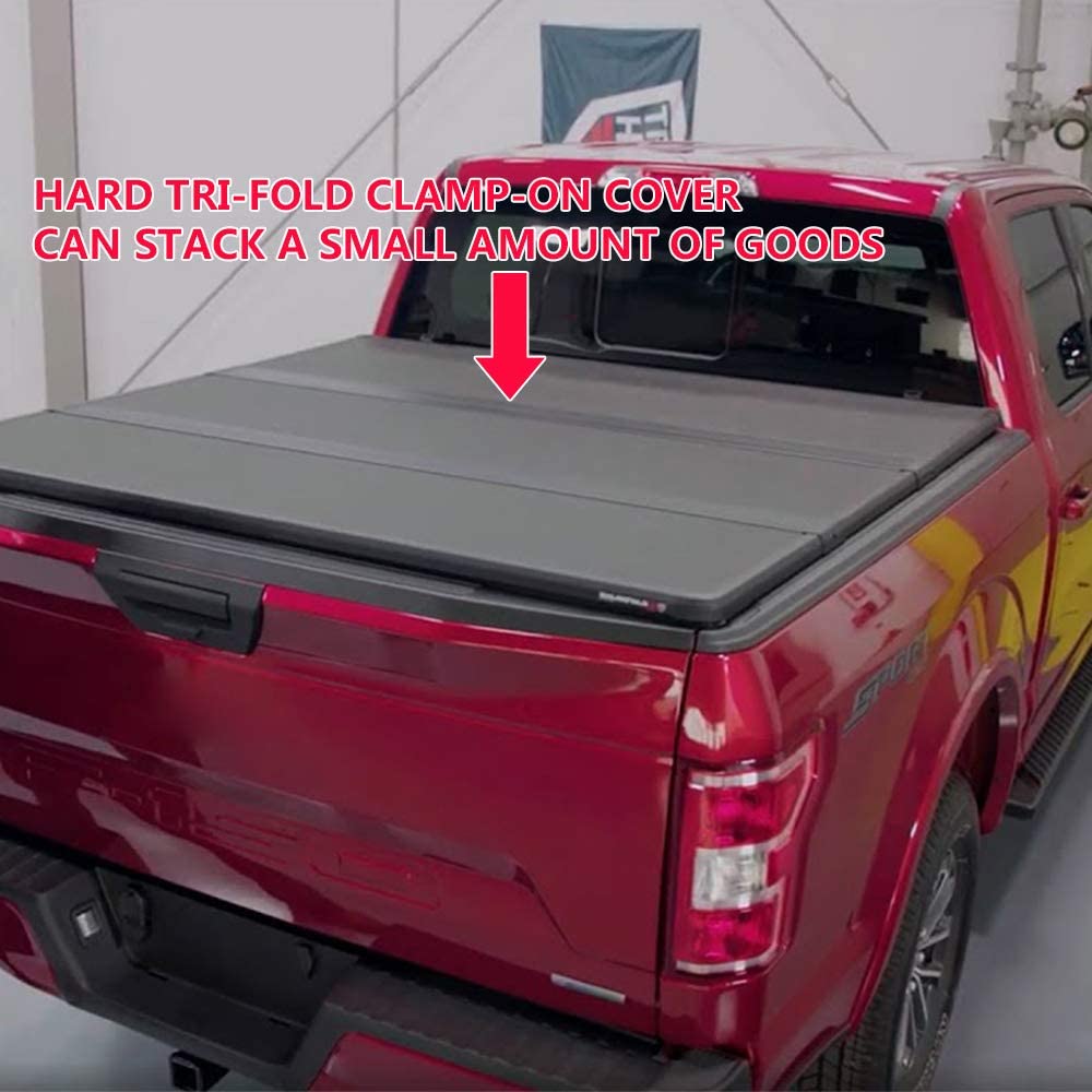 G-PLUS Lock Solid Hard Tri-Fold Tonneau Cover Compatible with Chevy Colorado/GMC Canyon 5' Extra Short Bed 2015-2021 Cargo Truck Bed Cover
