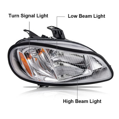 G-PLUS Headlights Assembly, Compatible with 2005-2012 Freightliner M2 Models Right Bumper Headlamps, Clear Lens Chrome Housing Amber Reflector