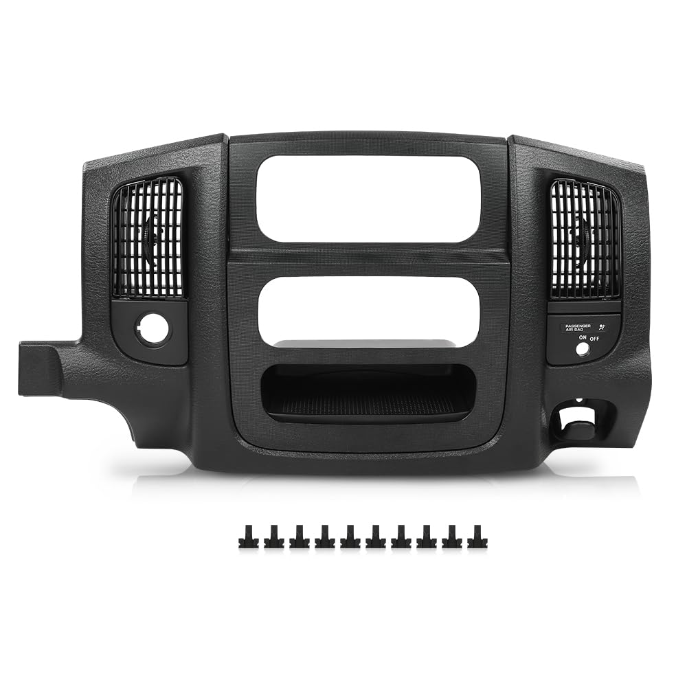 G-PLUS Dash Radio Trim Bezel Cover Surround Panel w/Air Vent & Storage Compatible with Dodge Ram 1500 2002-2005/Fits Dodge Ram 2500 3500 2003-2005 Black