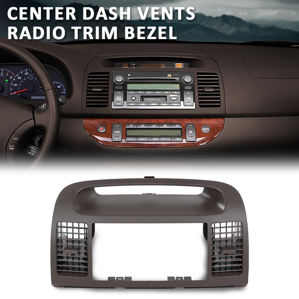 G-PLUS Center Dash Trim Radio Bezel w/Ac Air Vents Compatible with Toyota Camry 2002-2006 Dashboard Radio Panel (Brown ABS Plastic)