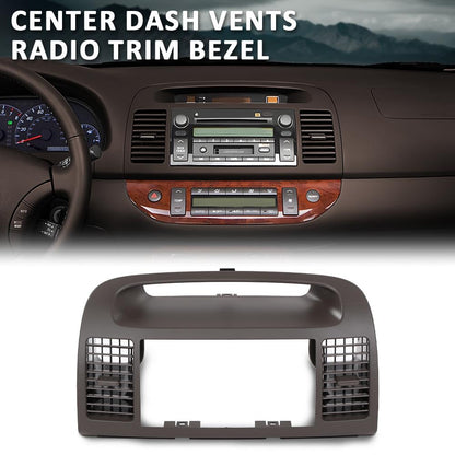 G-PLUS Center Dash Trim Radio Bezel w/Ac Air Vents Compatible with Toyota Camry 2002-2006 Dashboard Radio Panel (Brown ABS Plastic)