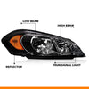 G-PLUS LED DRL Headlights Assembly W/o Bulbs, Fit 2006-2007 Chevy Monte Carlo/2006-2013 Chevy Impala/2014-2016 Impala Limited Headlamps, Smoky Lens Chrome Housing Amber Reflector,faros delanteros