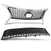 G-PLUS Front Upper Lower Grille 2pc Set Compatible with LX RX350 2013-2015 531120E110, LX1036108, 531010E150, LX1200178 Chrome Black