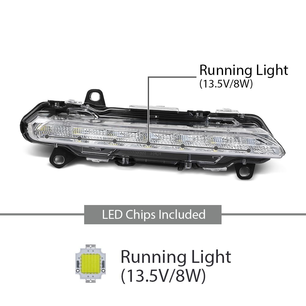 G-PLUS LED Right Fog Light DRL Daytime Running Lamps, Compatible with W204 X204 W216 W218 W221 W251 2008-2014, RH Passengerr Side, 2218201856, A2218201856