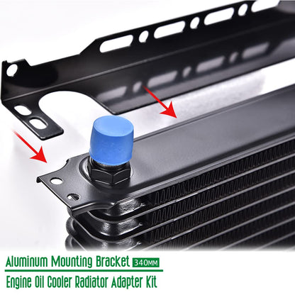 G-PLUS Universal Oil Cooler Radiator Adapter Kit Compatible With Universal 340MM Aluminum Engine Mounting Bracket Replacement (Long)