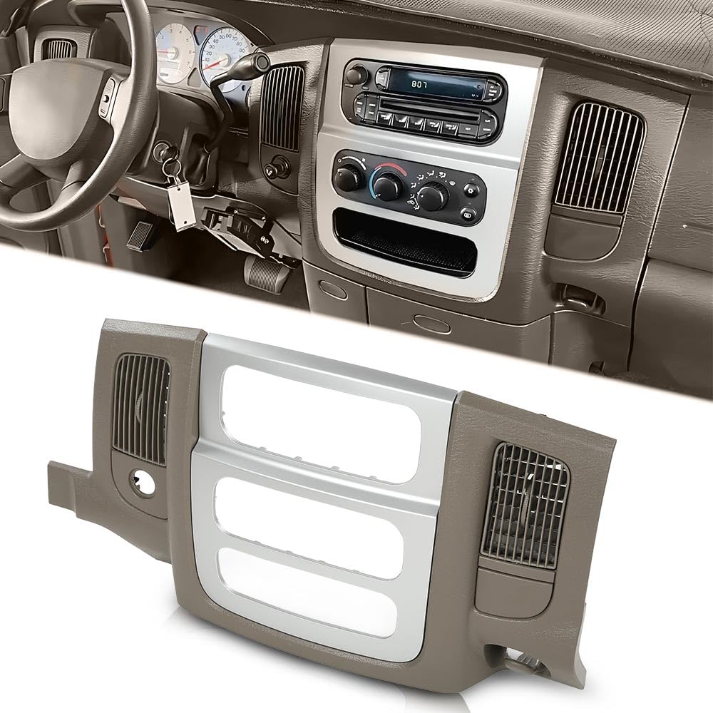 G-PLUS Center Dash Trim Bezel Radio Surround Panel Compatible with Dodge Ram 1500 2002-2005/Fits Dodge Ram 2500 3500 2003-2005 Beige