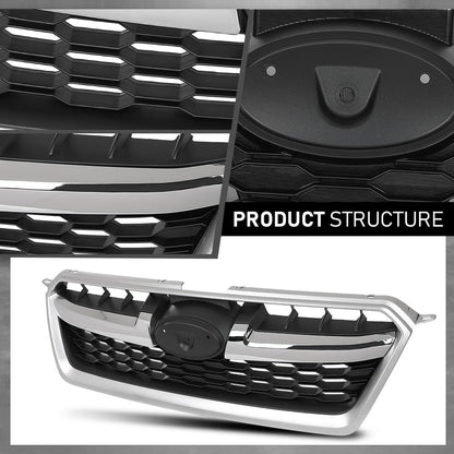 G-PLUS Front Bumper Upper Grille W/Chrome Grill Tirm Compatible with Subaru Impreza 2012-2014 91122FJ010
