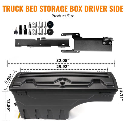G-PLUS Rear Left Lockable Storage Box Toolbox Compatible with Ford F150 2015 2016 2017 2018 2019 2020 Left Driver Side Truck Bed Box