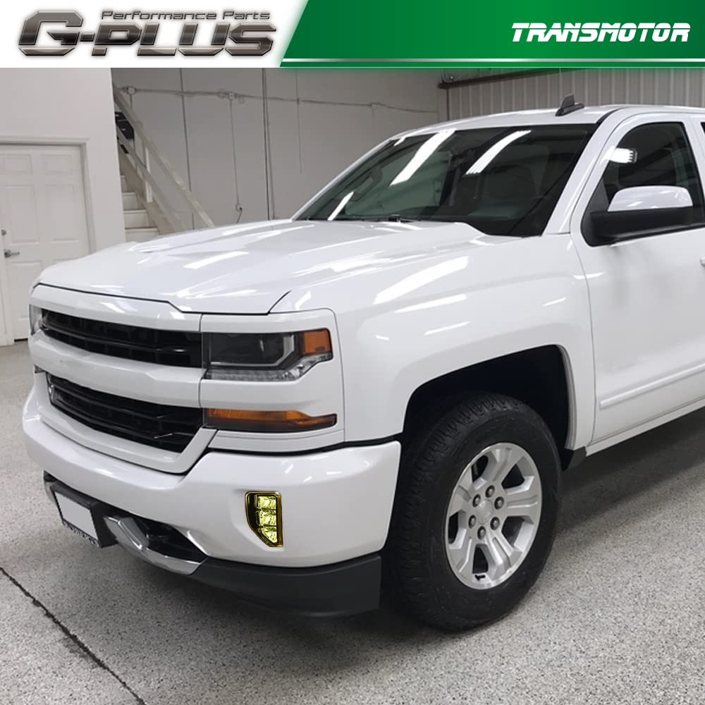 G-PLUS LED Fog Light Compatible With 2016-2018 Chevy Silverado 1500,Bumper Lamps Driving Fog Lamps w/Switch (Yellow lens)