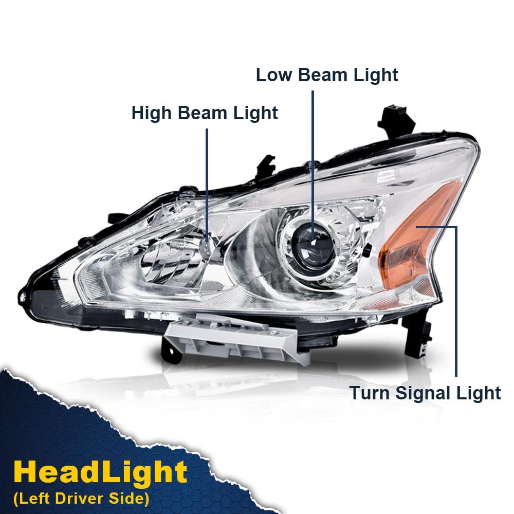 G-PLUS Headlights Compatible With 2013 2014 2015 Nissan Altima 4-Door Sedan Factory Style Automotive Halogen Model Headlamps,Black Driver Side(Left),faros delanteros