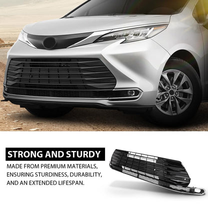 G-PLUS Front Lower Bumper Grille Grill, Compatible with Toyota Sienna 2021-2024, W/Sensor Holes, W/o Camera Option, 5310208070, TO1036247