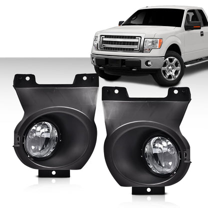 G-PLUS Bumper LED Fog Lights Compatible With 2011-2014 Ford F150, (NOT For SVT Raptor Models), Driving Fog Lamps w/Switch/Bracket/Bulbs Pair (Smoky lens)