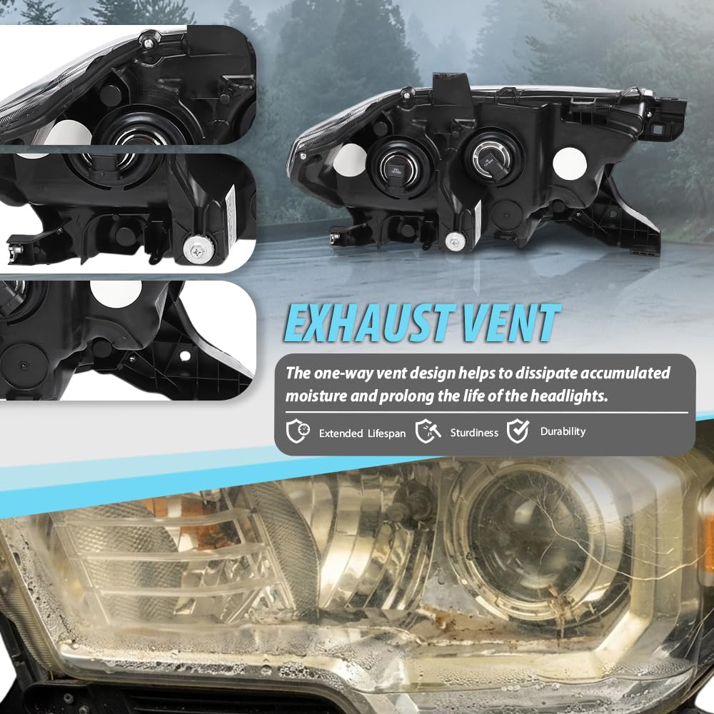 G-PLUS Headlight Assembly Left Side Compatible with Toyota Tacoma SR5 Crew Cab/Extend Cab Pickup 2019-2023 White and Black