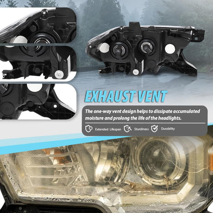 G-PLUS Headlight Assembly Left Side Compatible with Toyota Tacoma SR5 Crew Cab/Extend Cab Pickup 2019-2023 White and Black