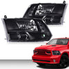G-PLUS Headlights Headlamps Fit Dodge Ram 1500 2500 3500 2009-2012(New Body),Only Fit Factory Quad, Clear Lens Black Housing Clear Reflector,faros delanteros Assembly