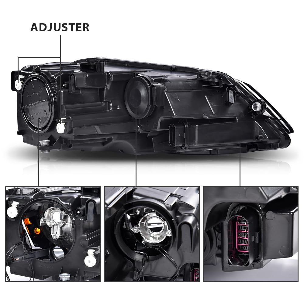 G-PLUS Headlights Headlamps w/Bulbs Left Driver Compatible with Volkswagen Jetta 2011-2018 5C7941005, VW2502146 Clear Lens Chrome Housing Amber Reflector