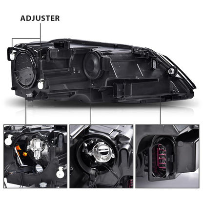 G-PLUS Headlights Headlamps w/Bulbs Left Driver Compatible with Volkswagen Jetta 2011-2018 5C7941005, VW2502146 Clear Lens Chrome Housing Amber Reflector