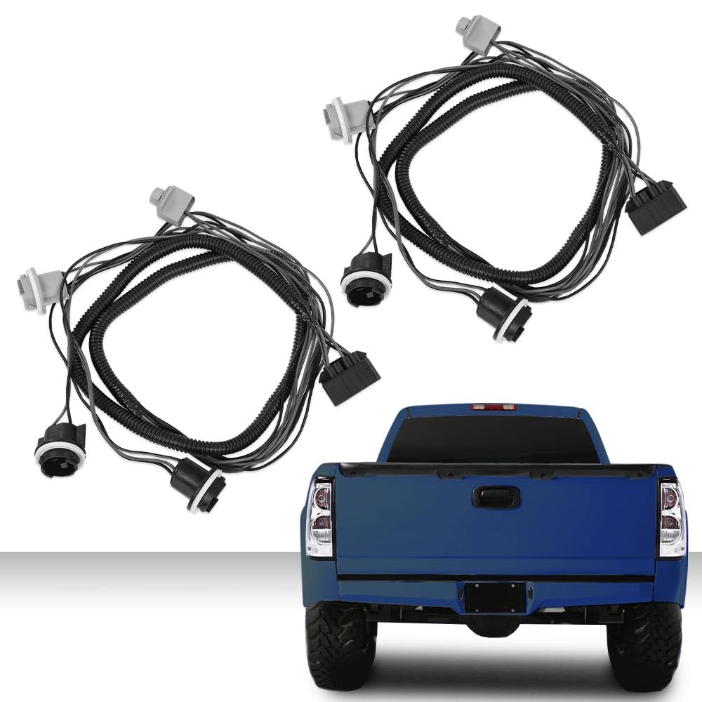 G-PLUS Tail Light Harness Pair LH & RH Compatible with Chevy Silverado 1500 1500HD 2500HD 3500 2003-2007 16531401, 16531402 Luces Traseras Rear Brake Lamps Assembly
