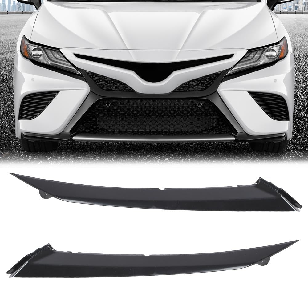 G-PLUS Front Bumper Grille Trim Molding Pair Compatible with Toyota Camry SE XSE 2018-2022 5271306100, 5271206100, TO1047105, TO1046105 Matte Black