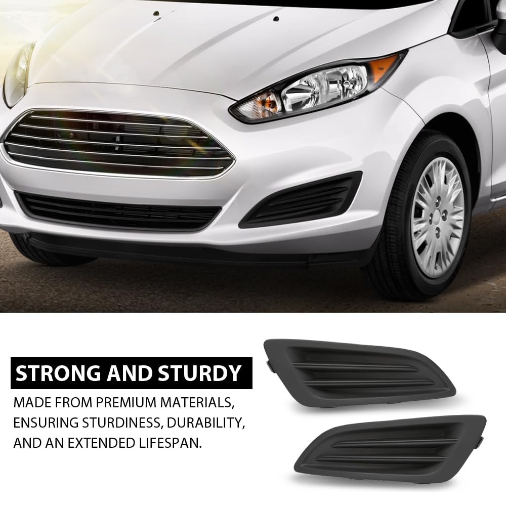 G-PLUS Pair Front Bumper Fog Light Lamp Cover, Compatible with Ford Fiesta 2014-2019, LH Driver & RH Passenger Side 2PCS, D2BZ15266AA, D2BZ15266BA