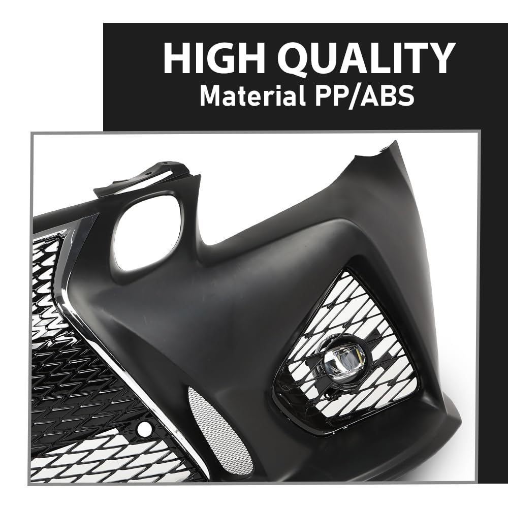 G-PLUS Front Bumper Set 8Pcs Compatible with 2013-2015 LX GS GS350 GS450 Conversion 16+ GS F, (1 Front Bumper +1 Center Grille+2 Fog Lamp Frame + 2 Fog Lights + 1 License Plate + 1 Small Bracket)