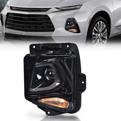 G-PLUS Headlight Headlamp Assembly w/Bulbs Compatible with Chevy Blazer 2019-2021 84588815, GM2502492, 84788649 Clear Lens Black Housing Left Driver Side Bumper Headlamps,faros delanteros