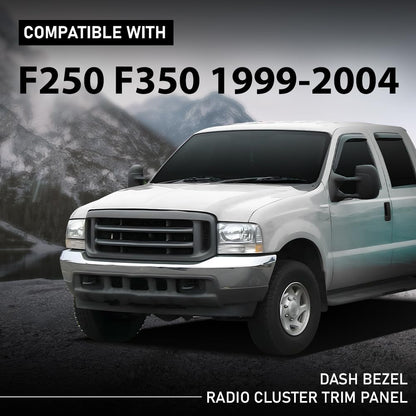 G-PLUS Dash Board Bezel Radio Cluster Trim Panel W/o Hole, Compatible with Ford F250 F350 Super Duty 1999-2004, Dark Gray