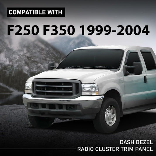 G-PLUS Dash Board Bezel Radio Cluster Trim Panel W/o Hole, Compatible with Ford F250 F350 Super Duty 1999-2004, Dark Gray