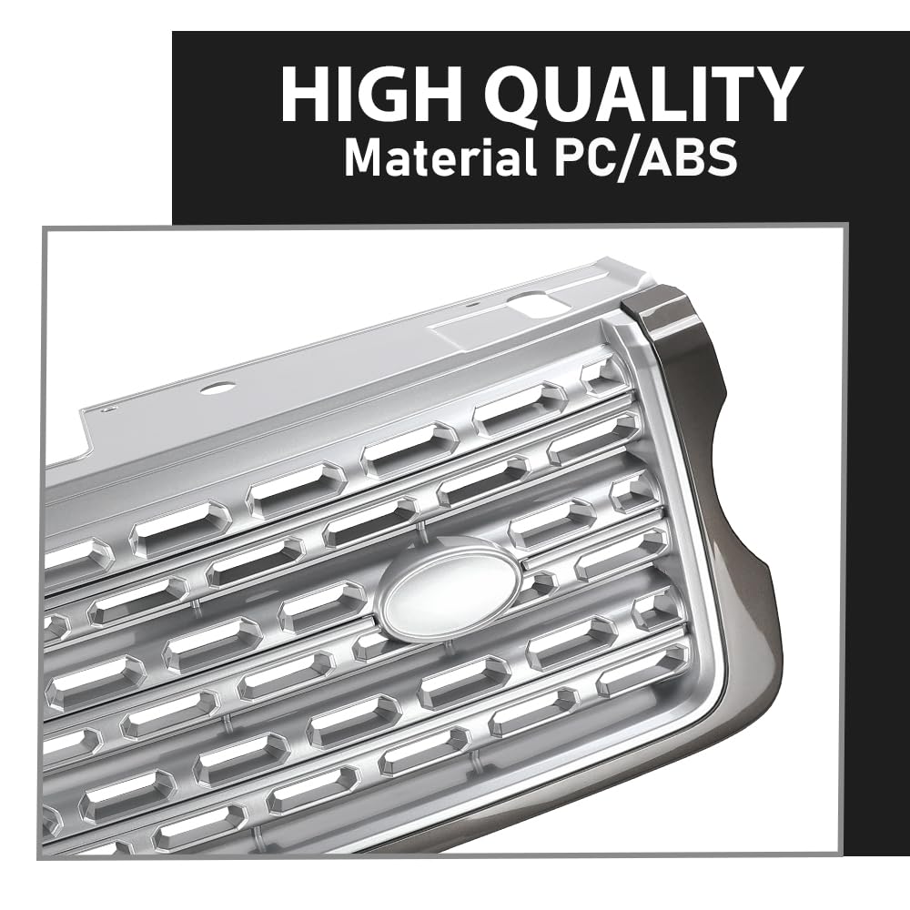 G-PLUS Front Grill Compatible with Land Rover Range Rover Vogue L405 2013 2014 2015 2016 2017 Silver Upper Grille LR055880