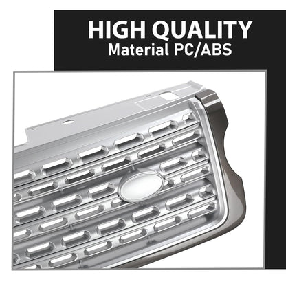 G-PLUS Front Grill Compatible with Land Rover Range Rover Vogue L405 2013 2014 2015 2016 2017 Silver Upper Grille LR055880
