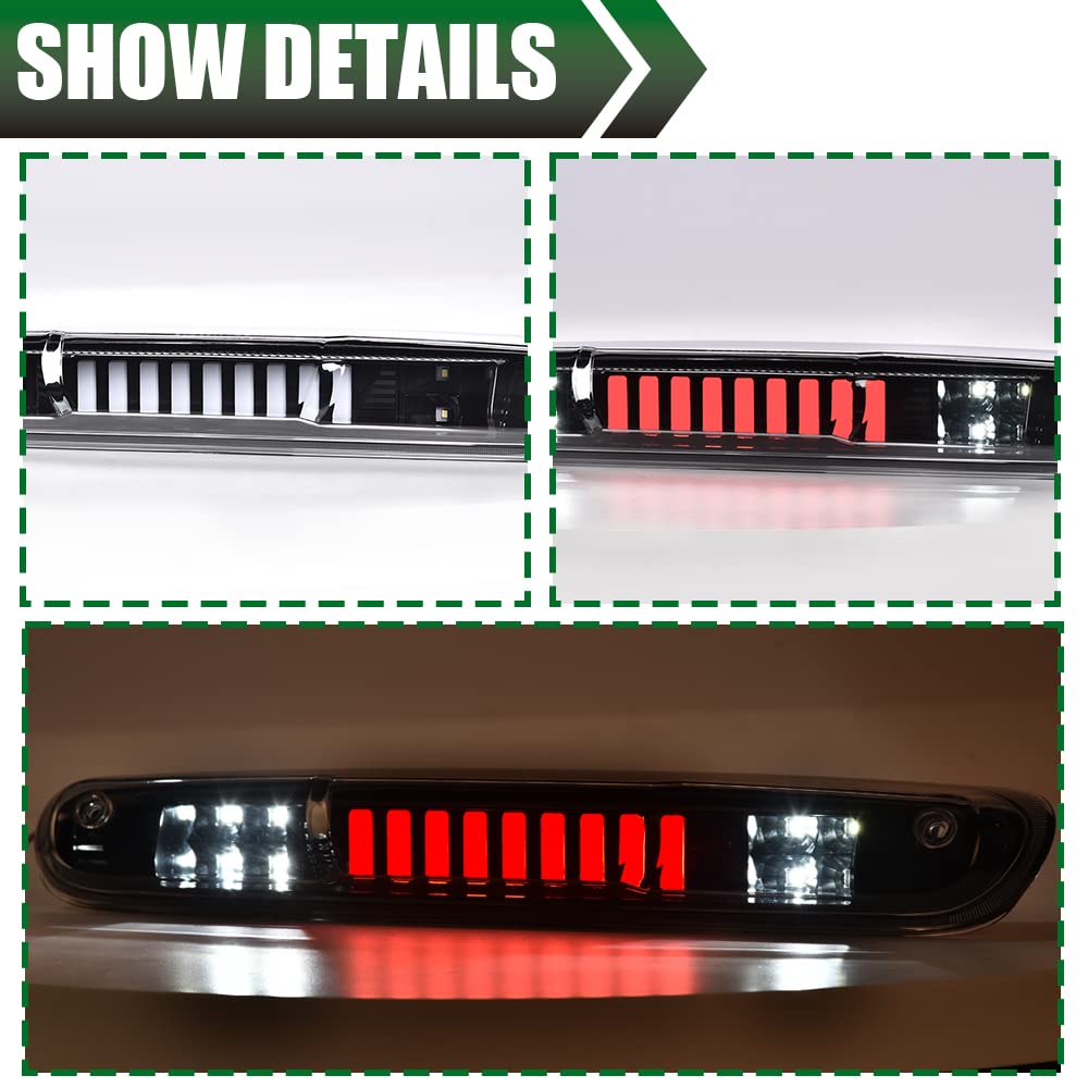G-PLUS LED Third Brake Light Compatible With 07-14 Chevy Silverado/GMC Sierra,3RD LED Bar Brake/Cargo Light,Type I (Clear lens Black Housing Amber Reflector)