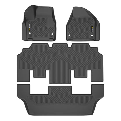 G-PLUS TPE Cargo Liners, Fit Chrysler Pacifica 2017-2025(No Hybrid Models), Fit 7& 8 Passenger Model Floor Liners, All Weather Full Cover Protection Black 1st & 2nd & 3rd Row