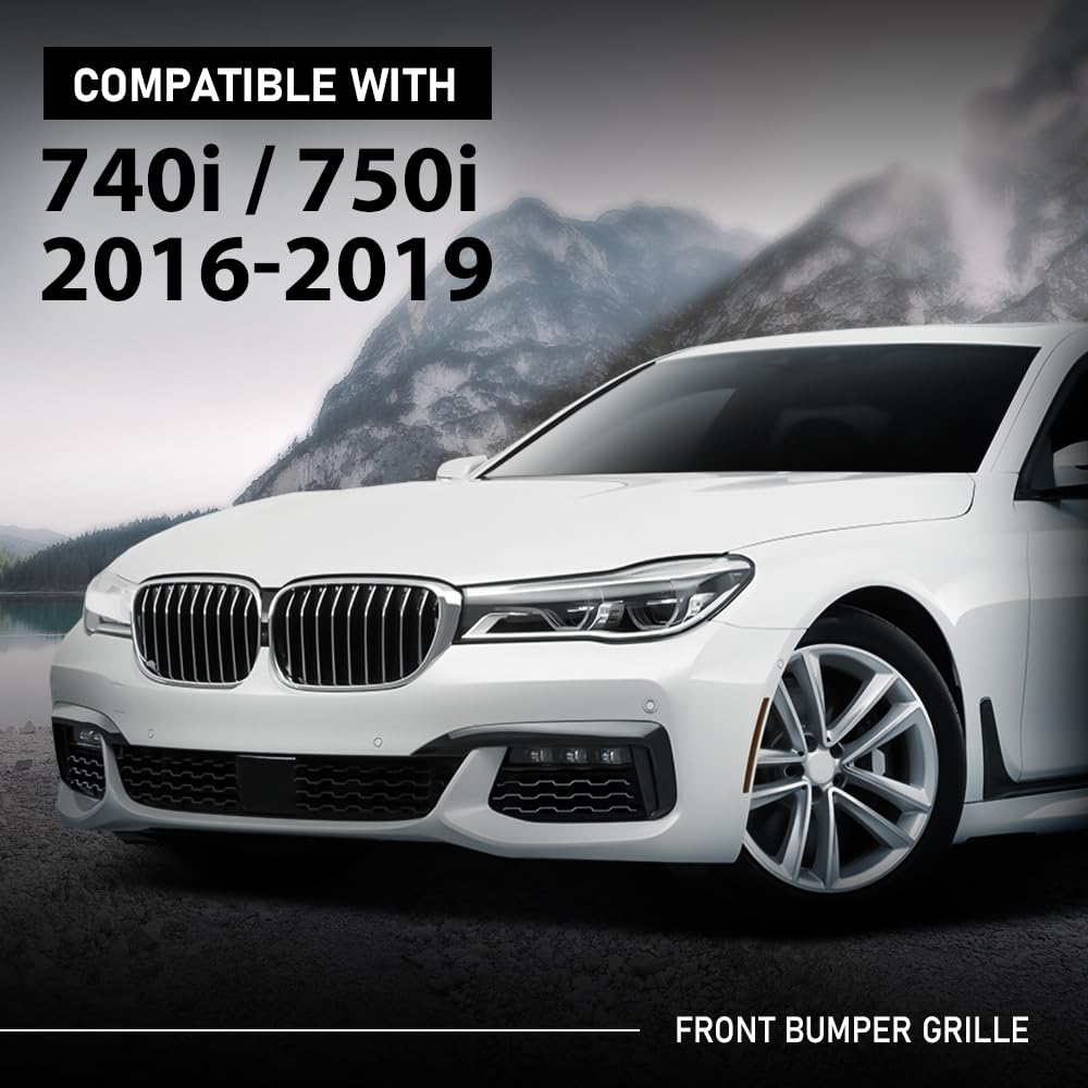 G-PLUS Front Center Bumper Grille, Compatible with BMW 740e M760i M760Li 2017-2019, Fit BMW 740i 750i 750Li 2016-2019, 51118092154, BM1036166