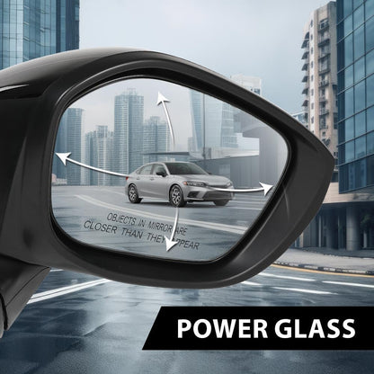 G-PLUS Power Mirror w/ 3-Pin Right Passenger Side Compatible with Honda Civic LX/Sport 2022-2023 Manual Folding 76208T20A01-PFM HO1321350 Glossy Black