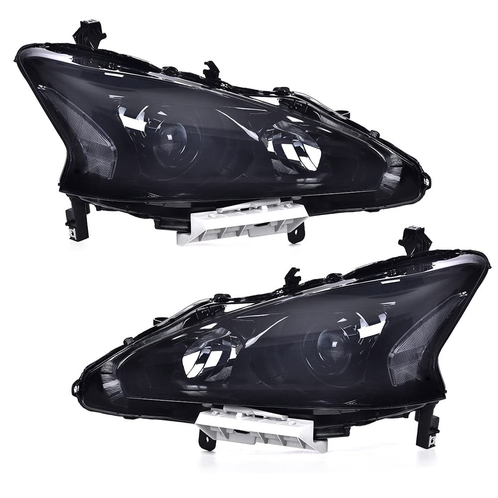 G-PLUS Headlights Compatible With 2013 2014 2015 Nissan Altima 4-Door Sedan Factory Style Automotive Halogen Model Headlamps (Smoky Lens Black Housing Clear Reflector),faros delanteros