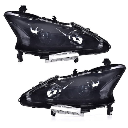 G-PLUS Headlights Compatible With 2013 2014 2015 Nissan Altima 4-Door Sedan Factory Style Automotive Halogen Model Headlamps (Smoky Lens Black Housing Clear Reflector),faros delanteros