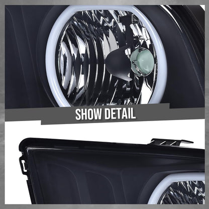 G-PLUS LED Headlights Compatible with Ford Mustang 2005 2006 2007 2008 2009 Front Headlamps Driver & Passenger Side Smoky Lens Black Housing 2Pcs,faros delanteros