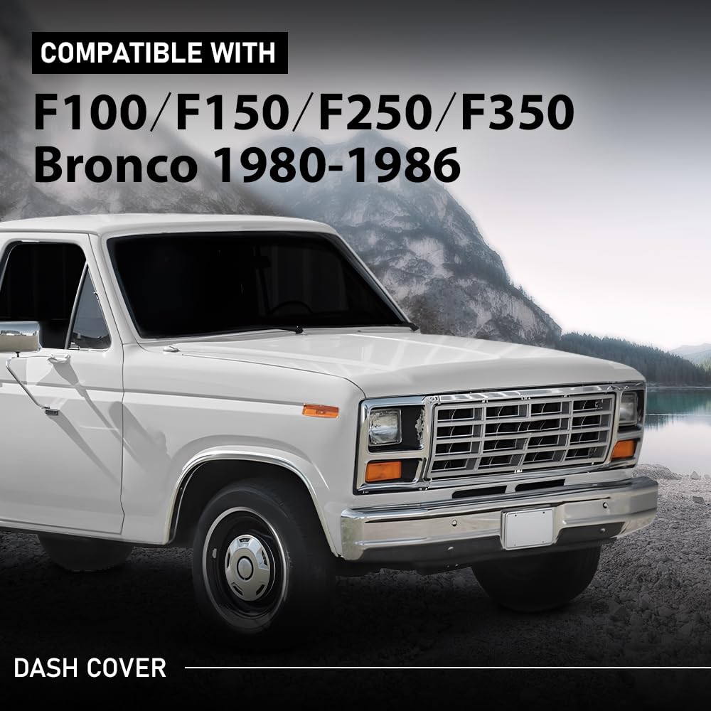 G-PLUS Dark Blue Dash Cover Compatible with Ford F100 F150 F250 F350 Bronco 1980-1986 Dashboard Cover