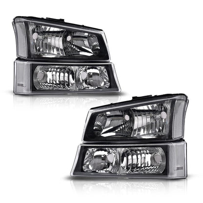 G-PLUS Headlights Assembly, Compatible with 2003 2004 2005 2006 Chevy Avalanche 1500 2500 Bumper Headlamps, Clear Lens Black Housing Clear Reflector,faros delanteros