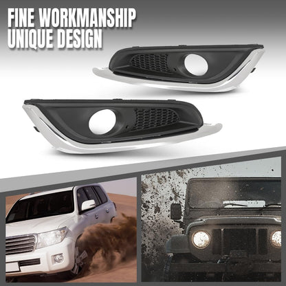 G-PLUS Front Side Fog Lamp Bezel Insert Set of 2pcs Compatible with Buick Regal 2014 2015 2016 2017 23142357, 23142358, GM1038275, GM1039275 Chrome Black