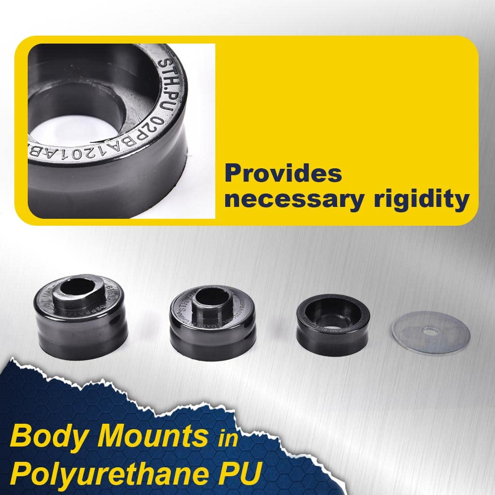 G-PLUS Body Mounts in Polyurethane PU Compatible with 1999-2017 F250 F350 Super Duty 2WD/4WD,Body Cab Mounts Bushings Kit (Black)